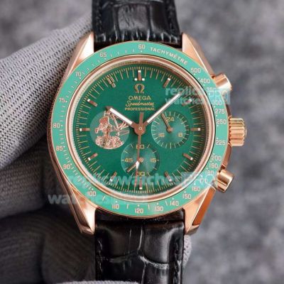 Copy Omega Speedmaster Apollo 11 Green Chronograph Dial Moonwatch 42MM